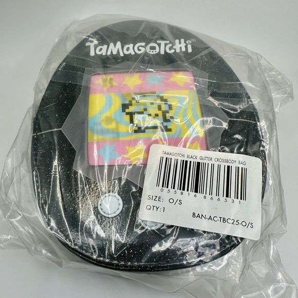 NEW✨ Tamagotchi Black Glitter Crossbody Purse Novelty Bag Lenticular Cakeworthy - Picture 4 of 5